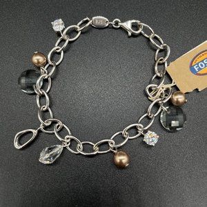 Fossil Silver 925 Charms  Chain bracelet